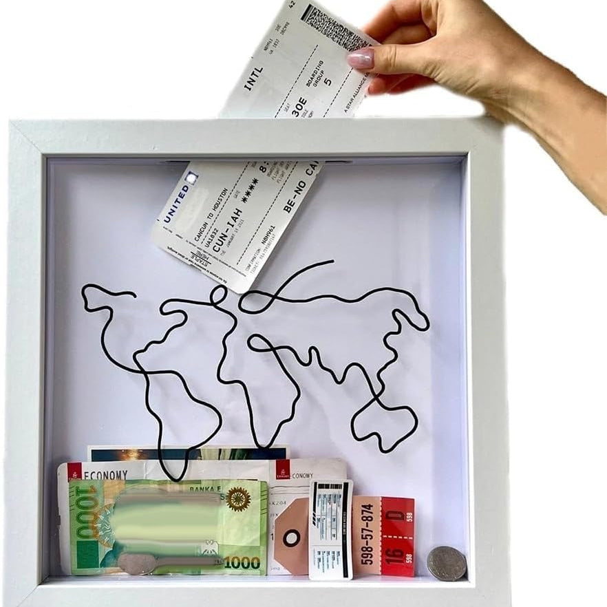 1pc Travel Adventure Shadow Box  Top Loading Concert Ticket Stub Memory Keeper with Slot on Top  Beautifully Display Cherished Travel Memories and Mementos in a Unique Way