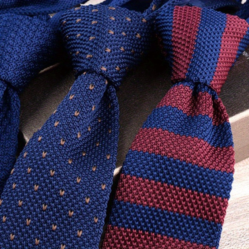 Mens Slim Knit Tie  Fashionable British Style Versatile Casual Wear Polyester 6cm Wide