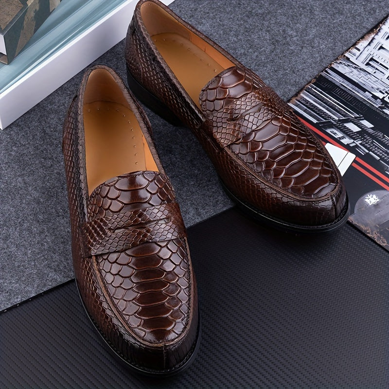 Comfy Solid Color Penny Loafers  Loafers  SlipOns with Non Slip Rubber Sole Durable Top Layer Cowhide Upper Comfortable Walking Shoes for Men