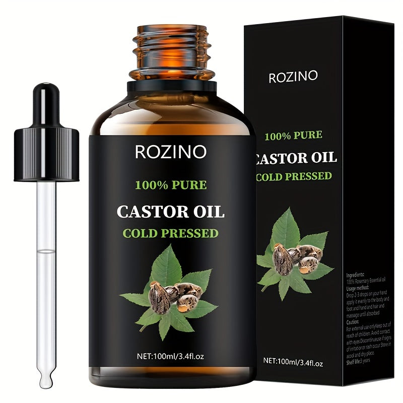 100ml Pure Castor Oil  Nourishing Hair Eyelashes  Eyebrows Hydrating Skin  Nails Cold Pressed Unrefined Natural Moisturizer for Dry Hair Skin  Nail Care