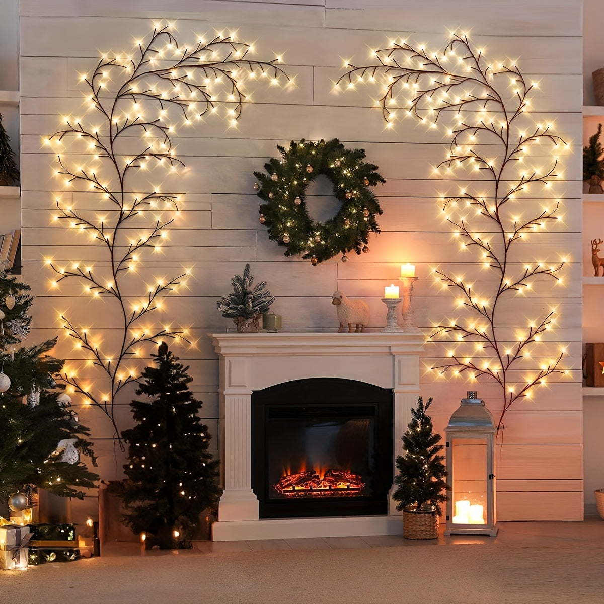 1Pc 7296LEDS Bendable Willow Vine Lights White Birch Tree Light 8Modes Rattan Tree Decorative Light Night Light Indoor Atmosphere Decorative Light For Home Living Room Party Festival Perfect Gift For Birthday Christmas Halloween Thansgiving