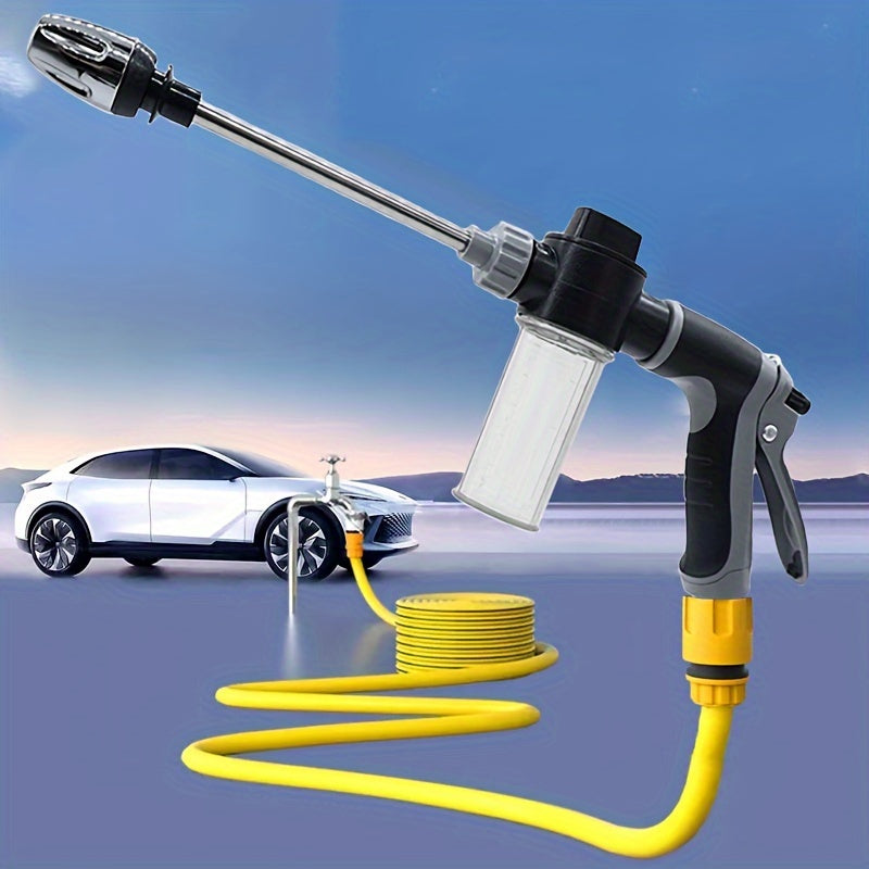 1PC MultiFunction High Pressure Car Wash Water Gun with Adjustable Thickened Rod Sprayer Plated Copper Tip Universal 34 and 12 Quick Connect Adapter for Cleaning Tools