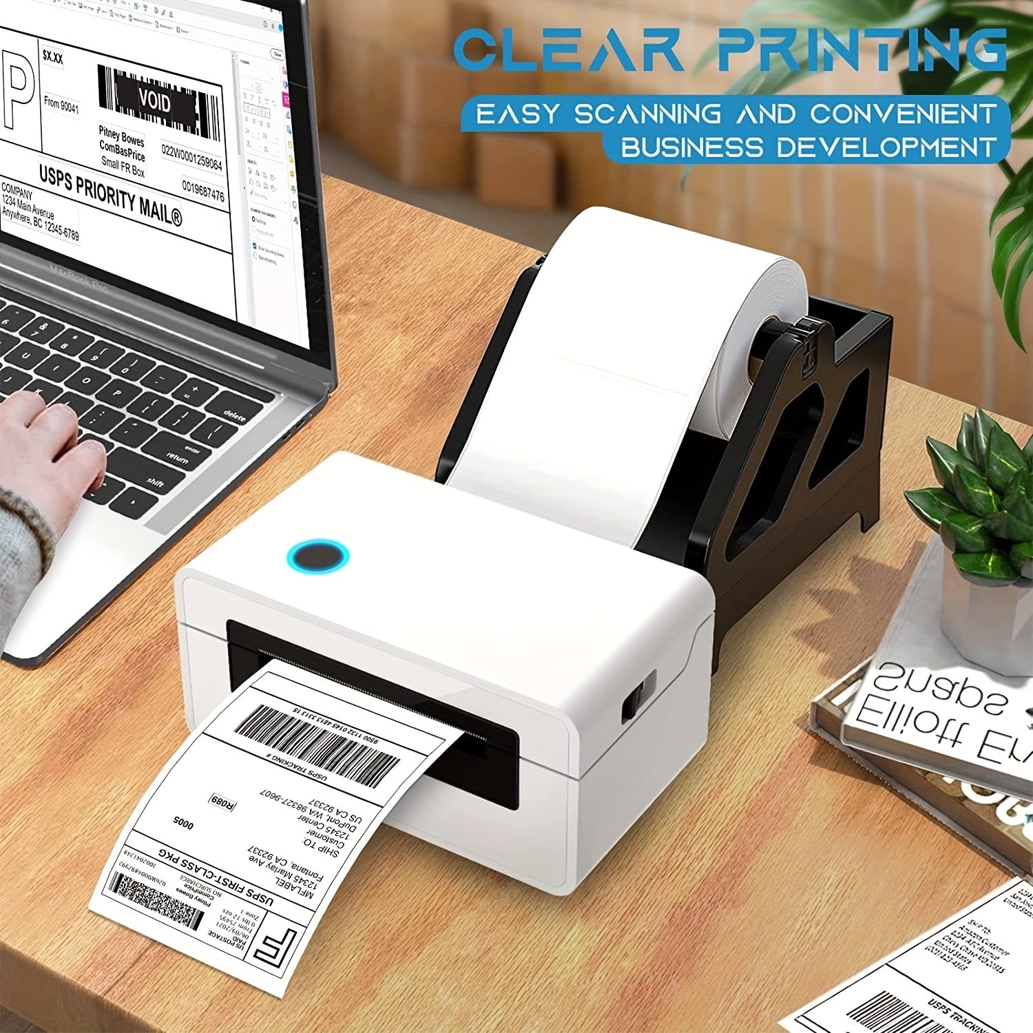 350pcs labels1 roll 350Count 4x6 Direct Thermal Shipping Labels Perforated Commercial Grade for Thermal Printers