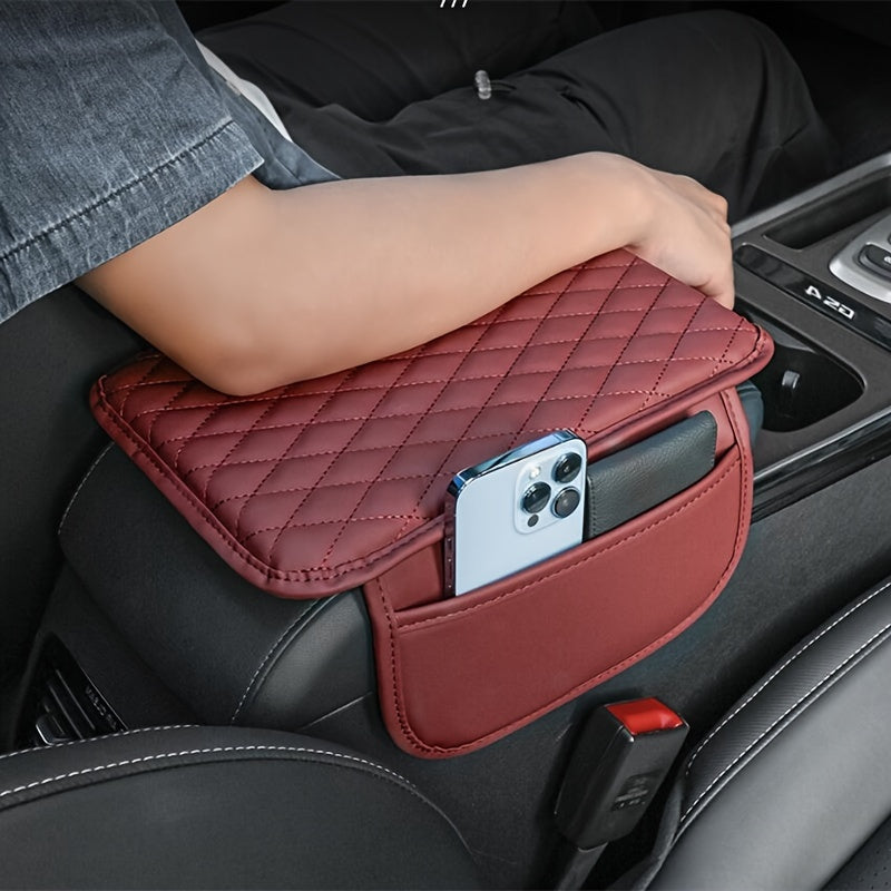 1pc Universal PU Leather Car Armrest Pad with Pocket  Elbow Support AntiScratch Protection Storage and Comfortable Design  Upgrade Your Driving Experience with This Premium Armrest Box